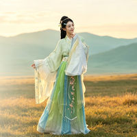 广袖飘飘，青绿依依：这件魏晋风汉服太适合春秋了