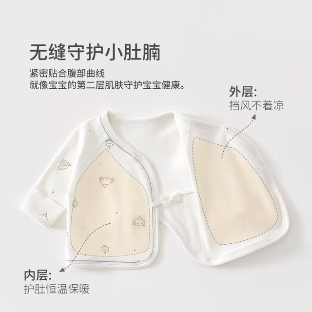 待产包刚需！宝趣龙A类纯棉新生儿半背衣✨