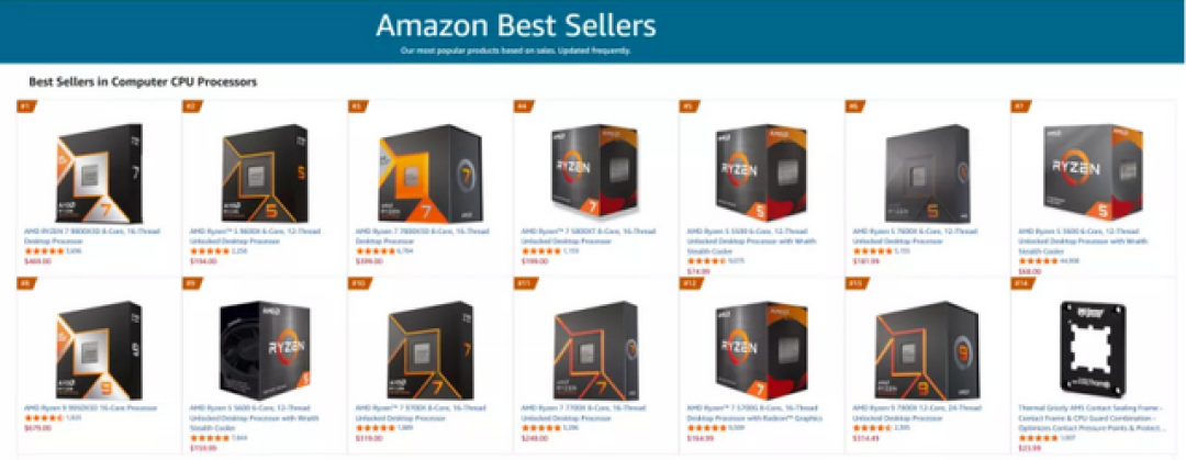 几乎消失近两年!Intel CPU终于重回销量TOP10,最高只排第6
