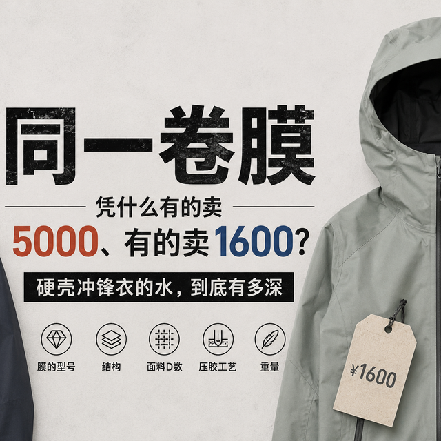硬壳冲锋衣的水到底多深？同一卷膜，凭啥有人卖五千有人卖一千六