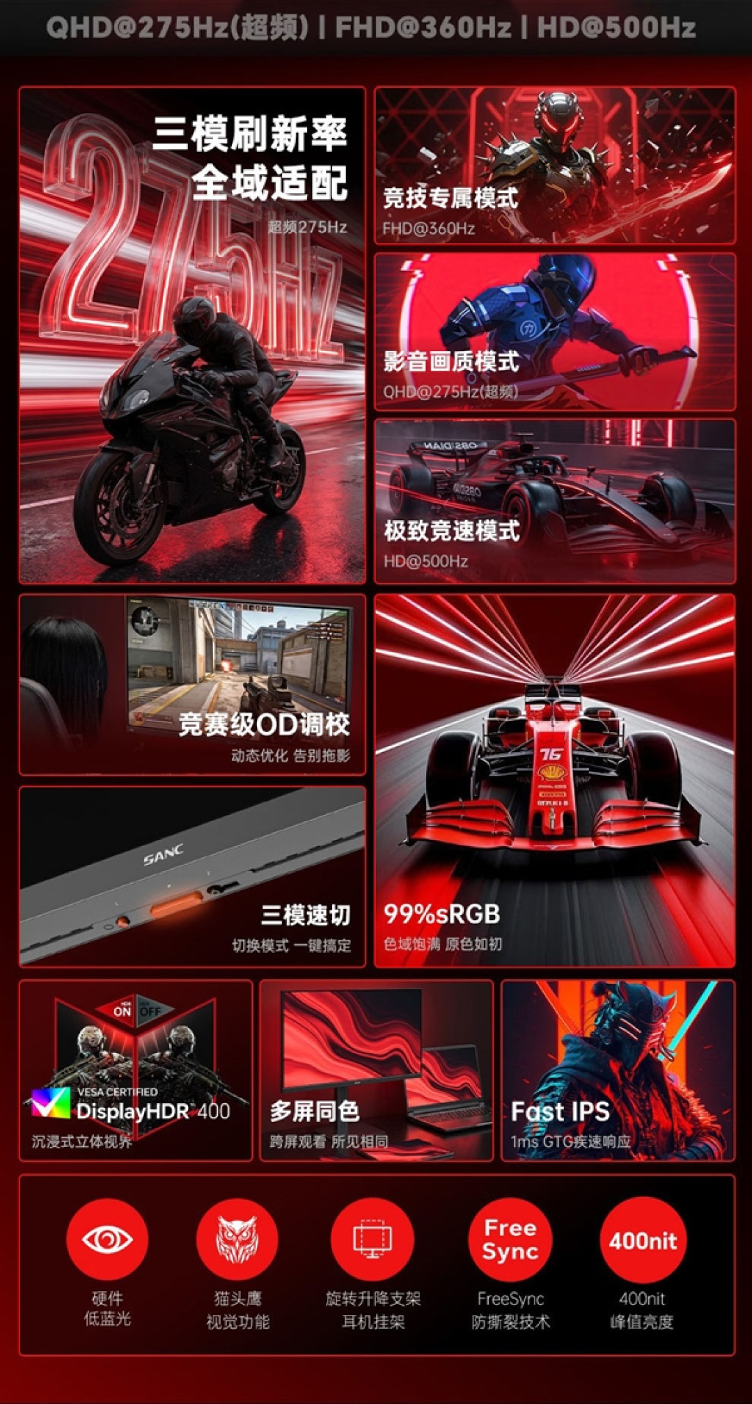 最高500Hz!盛色27英寸三模显示器卖1599元