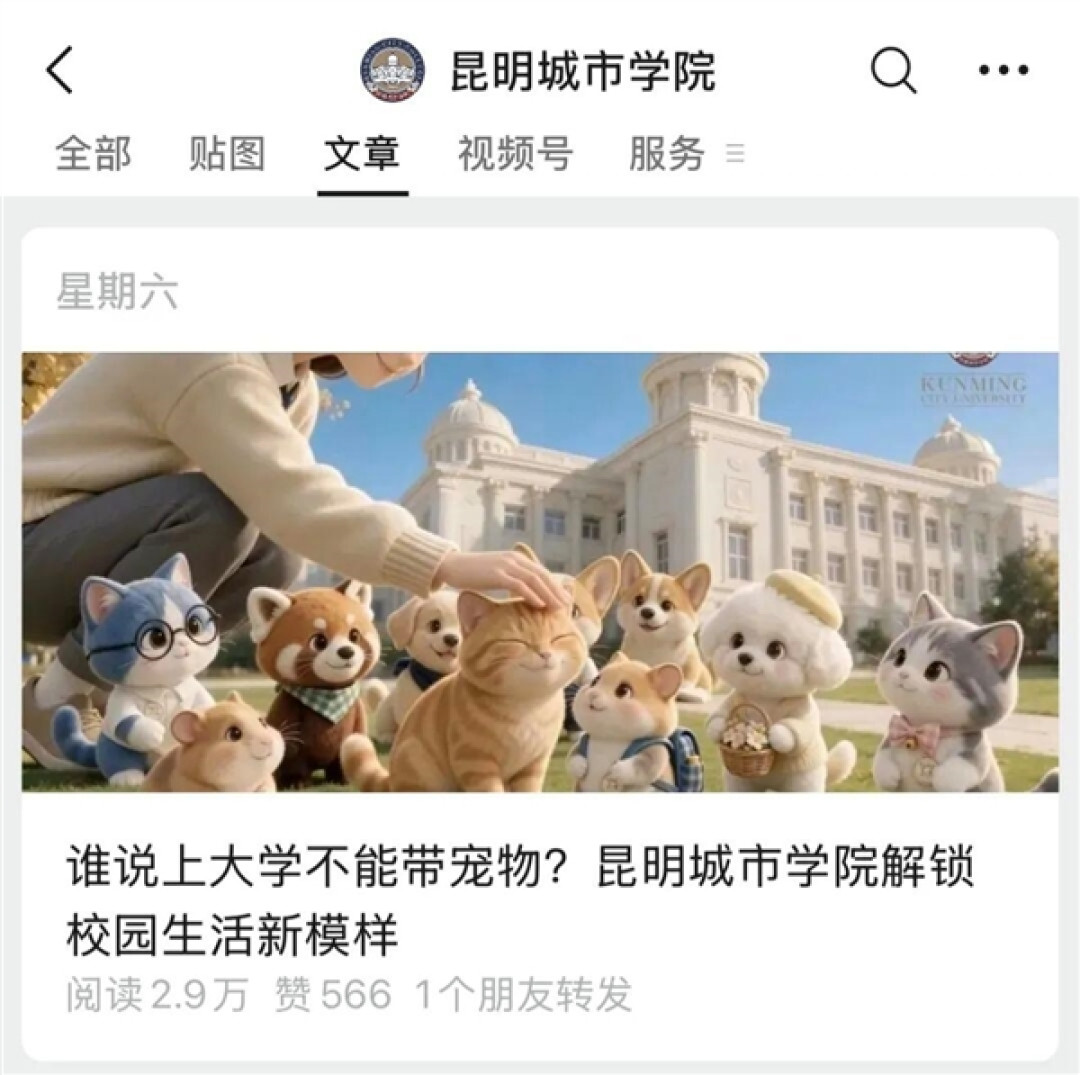 多所高校允许学生带宠物上学 网友:无法理解这种行为