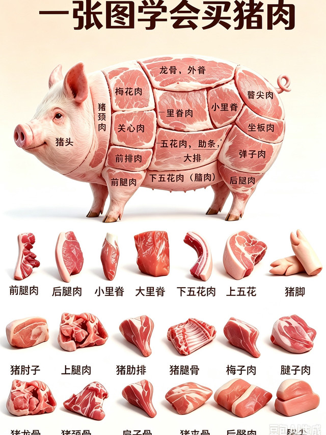买猪肉再也不被坑🥩一张图分清猪肉各个部位！