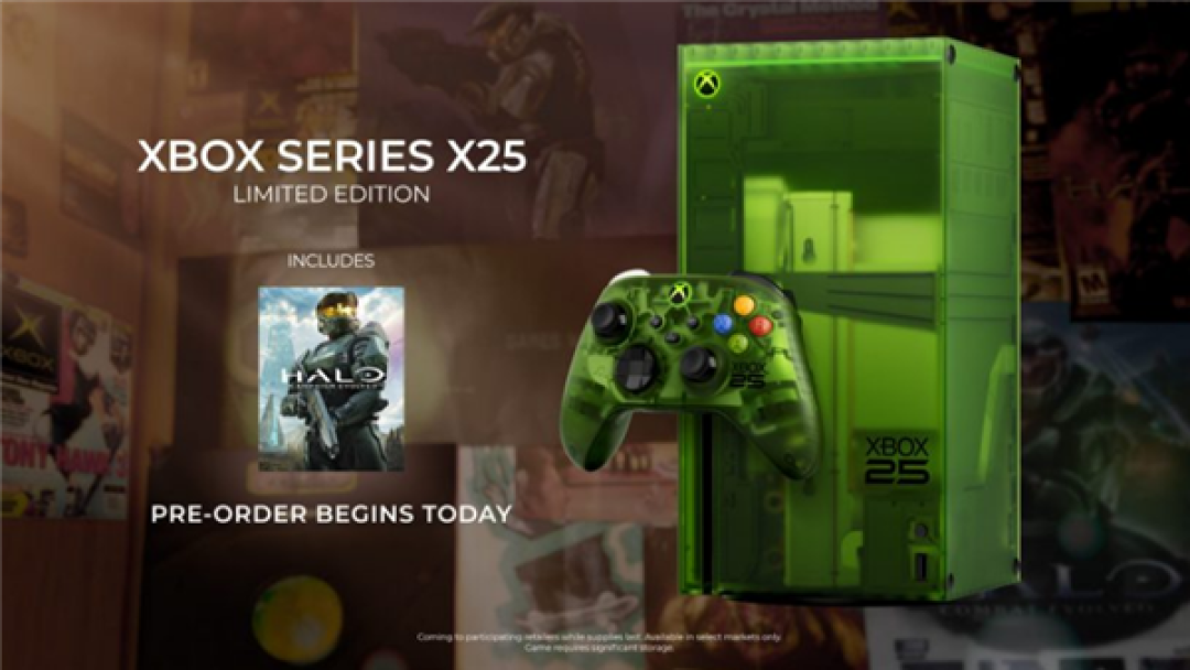 微软25周年纪念版XBOX Series X上市：半透明绿色外壳设计