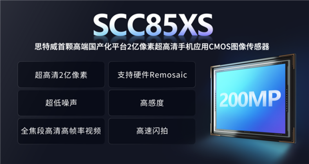 全流程国产化!思特威SCC85XS手机CMOS图像传感器发布:2亿像素、1/2.8英寸
