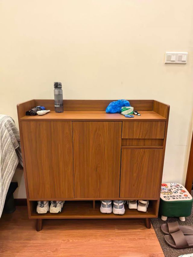 生态实木板鞋柜家用靠墙一体进门口入户柜