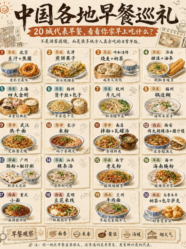 中国人的早餐到底有多卷？20座城，一张图看懂！