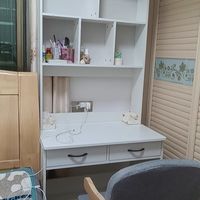 桌架一体书桌+软包实木椅套装学习桌
