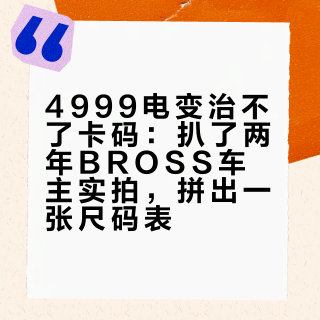 4999电变治不了卡码：扒了两年BROSS车主实拍，拼出一张尺码表