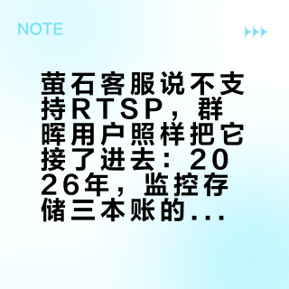 萤石客服说不支持RTSP，群晖用户照样把它接了进去：2026年，监控存储三本账的数字全变了