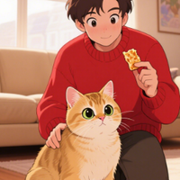 捡来的流浪猫太怯生，非得等我走开才敢偷偷干饭