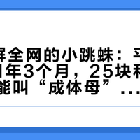 8月刷屏全网的小跳蛛：平均寿命只有1年3个月，25块和210块都可能叫“成体母”，9月下单前先把这6个答案看完