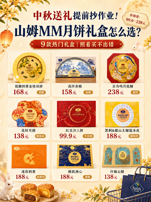 山姆中秋月饼礼盒怎么选？99.9元到238元实测选购思路，这几款别买错