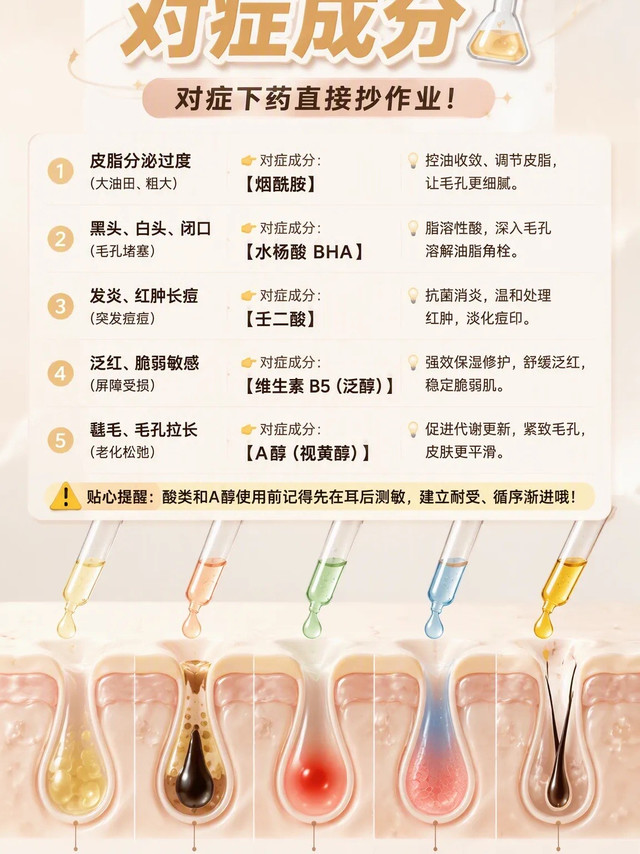🔥毛孔粗大有救了！5大毛孔问题对症成分，直接抄作业！