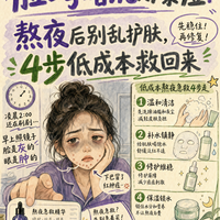 熬夜后别乱涂！脸垮爆痘先做减法，比贵价精华管用！