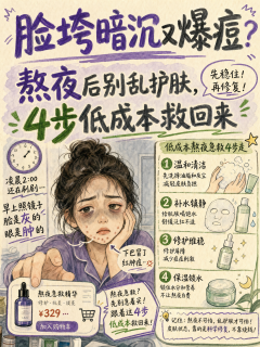 熬夜后千万别乱涂！脸垮爆痘先做减法，比贵价精华什么的管用！