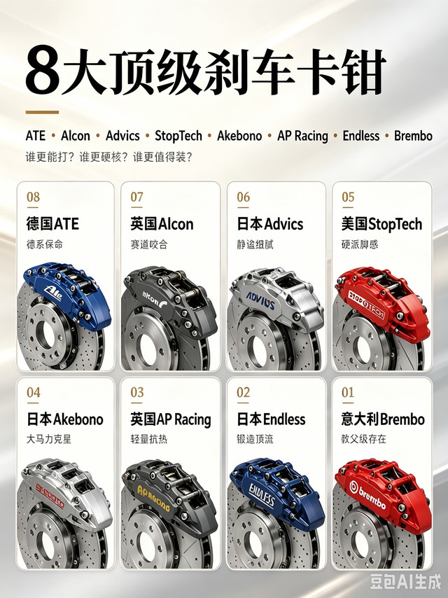 🚗8大顶级刹车卡钳盘点！玩车党收藏