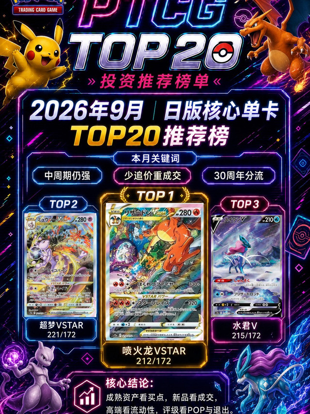 9月PTCG日版单卡TOP20| 30周年前行情洗牌