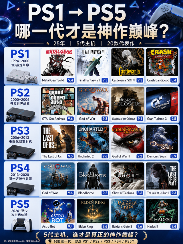 PS1到PS5，哪一代才是PlayStation真正的神作巅峰？