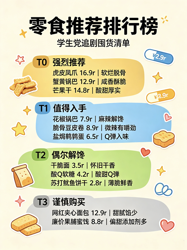 平价零食天梯榜🔥低至2r｜追剧囤货不踩雷