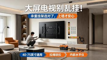 大屏电视别乱挂！这款承重挂架，稳固不晃超安心