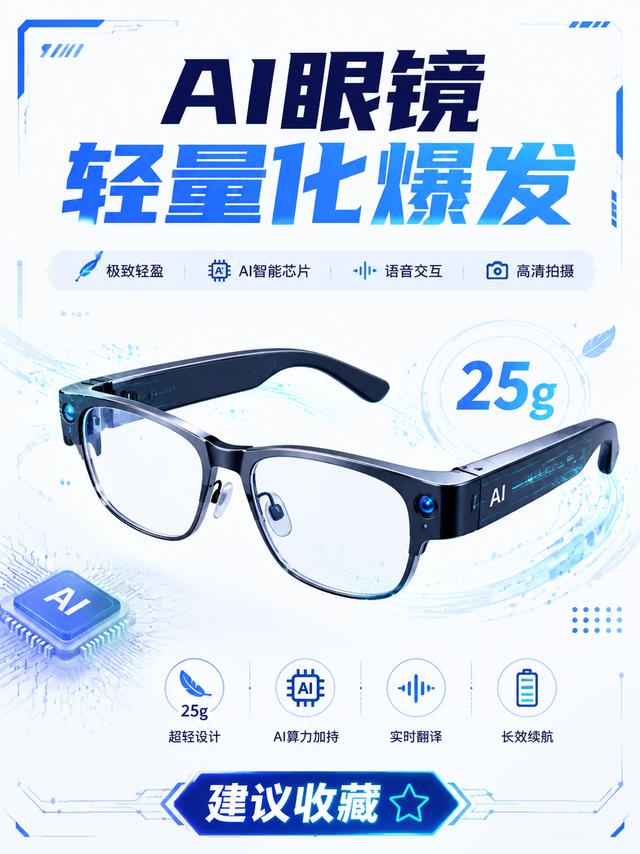 AI眼镜轻量化爆发：25克无感佩戴，Meta杀入2000元档