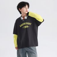 男宝春秋本命上衣✨假两件纯棉T恤帅而不费力