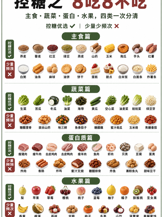 35岁后开始控糖！8吃8不吃对照表，这些照样能吃、这些要少碰