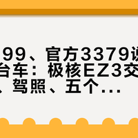 门店2999、官方3379说的不是同一台车：极核EZ3交付季，电池数、驾照、五个坑我先把账对完