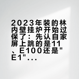 2023年装的林内壁挂炉开始过保了：先认自家屏上跳的是11、E100还是"E1"，再谈45块+150块那笔账