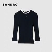 新品首降✨SANDRO法式撞色假两件针织衫 早秋显贵神器