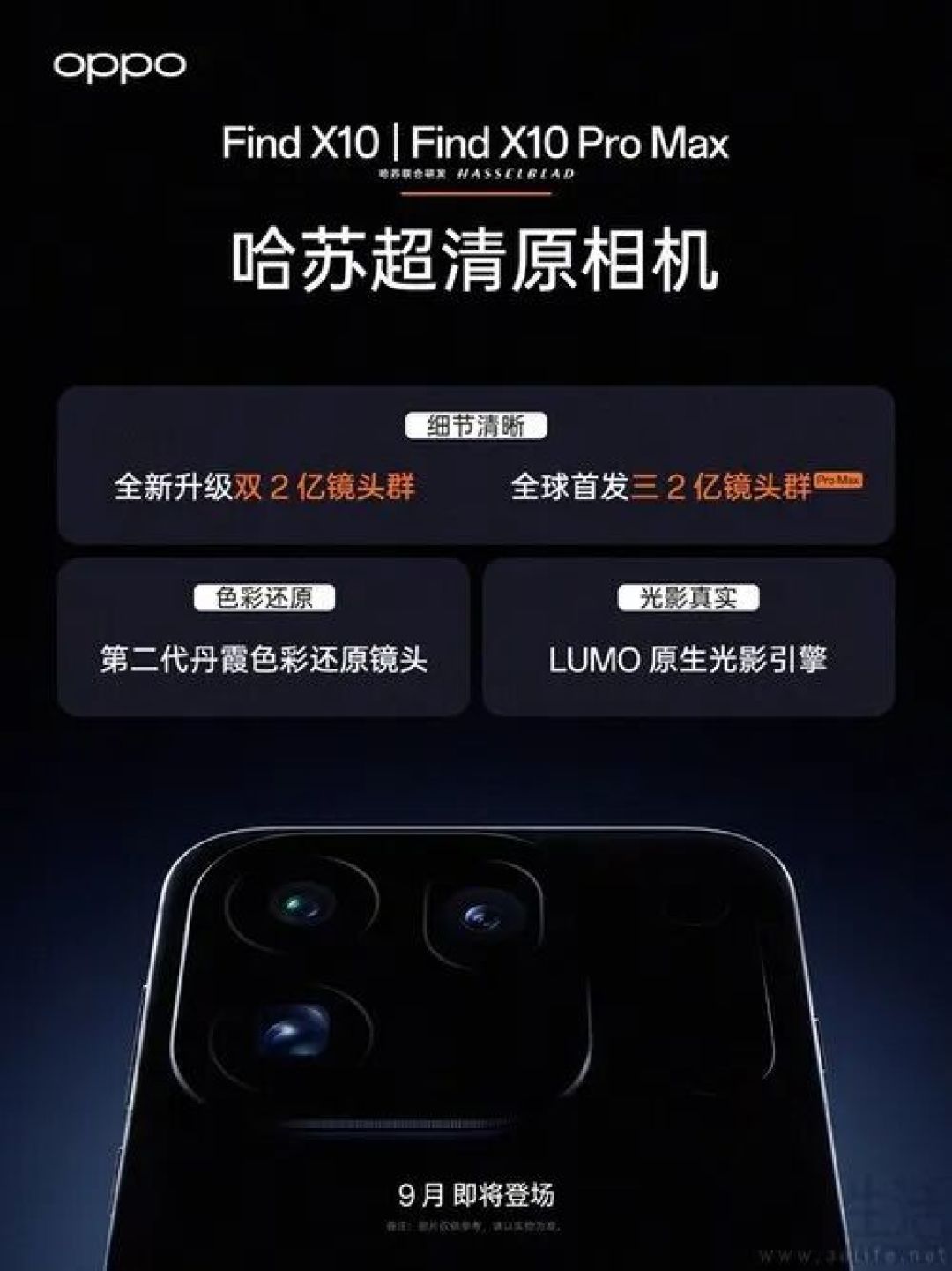 Find X10系列影像配置揭晓，搭载哈苏超清原相机
