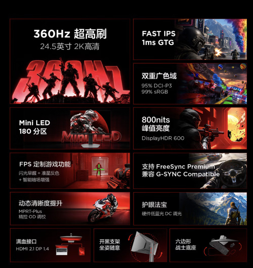 雷鸟25Q6A Pro首发1304元:2K 360Hz都给到了,MiniLED却只有180分区——宿舍党是捡漏还是缩水?