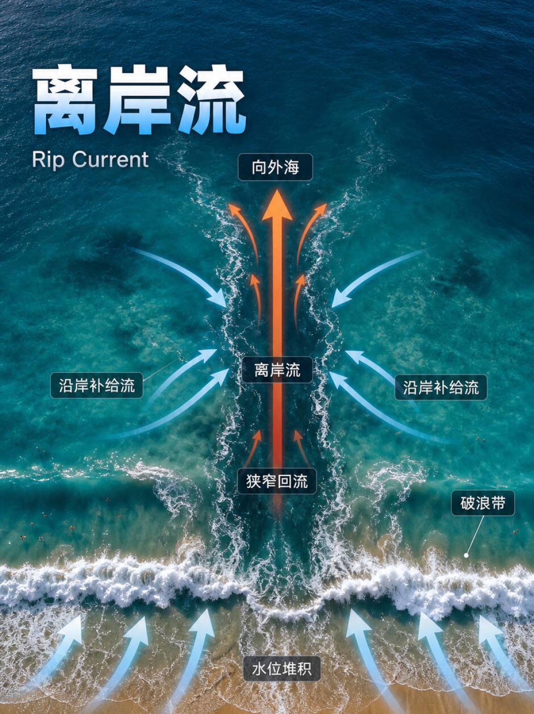 一周5处海滩有人被离岸流卷走:8月去海边下水前,先记住这3个信号