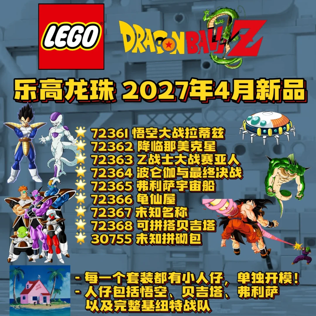 乐高×龙珠首波9款曝光：神龙1760片11月打头阵、龟仙屋唯一18+，情怀党先算账再决定冲、等还是收国产正版