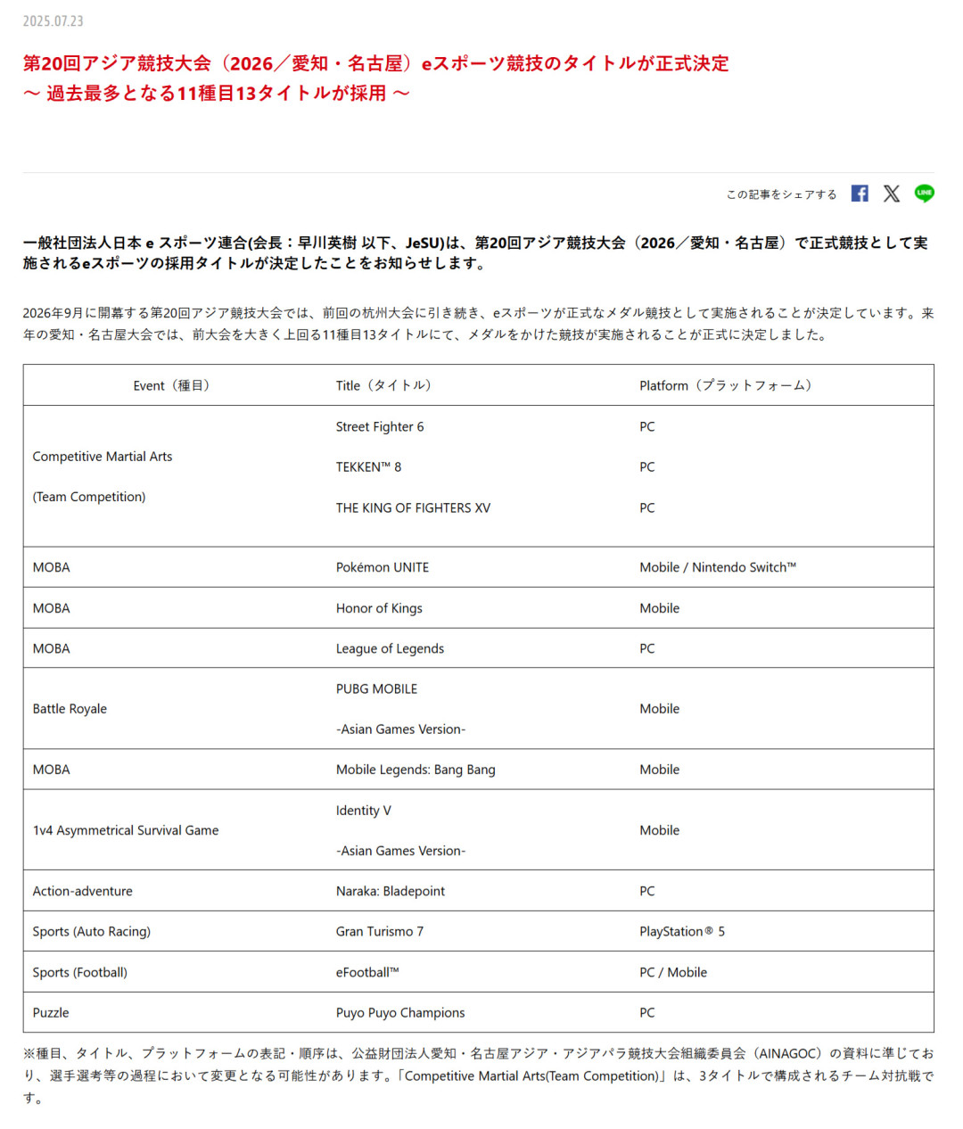 名古屋亚运会还有24天开幕：足球电竞悄悄从EA换成了科乐美实况，但中国队没报名——想观赛或回坑的，先把这几件事看清楚