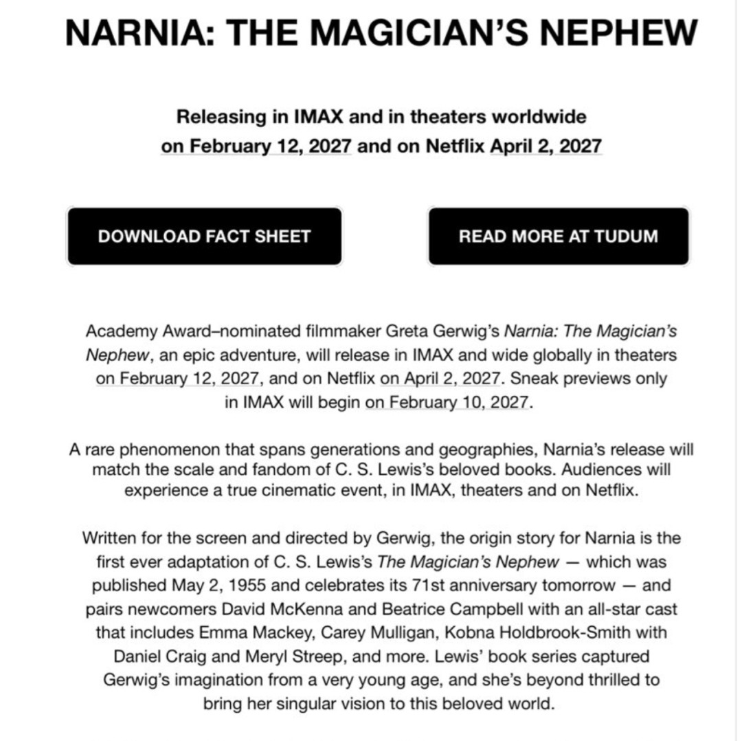 新《纳尼亚》传出补拍、档期挪到明年2月:Netflix首部进院线的电影,还值得等吗