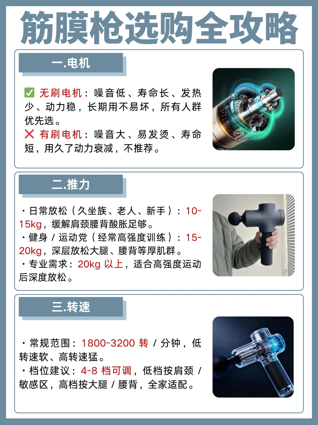 筋膜枪选购核心参数：电机、振幅与转速