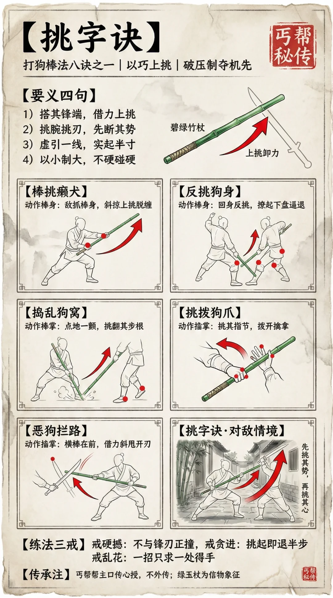 乔峰的打狗棒法为什么不用?丐帮帮主专属武功的八诀、招式名、传承一次讲清
