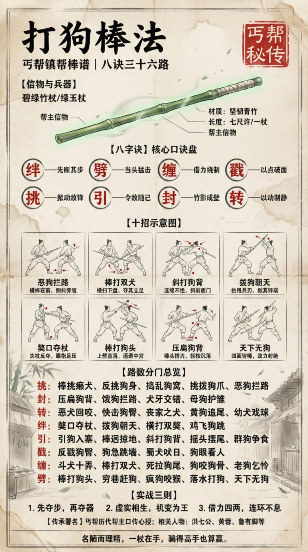 乔峰的打狗棒法为什么不用?丐帮帮主专属武功的八诀、招式名、传承一次讲清
