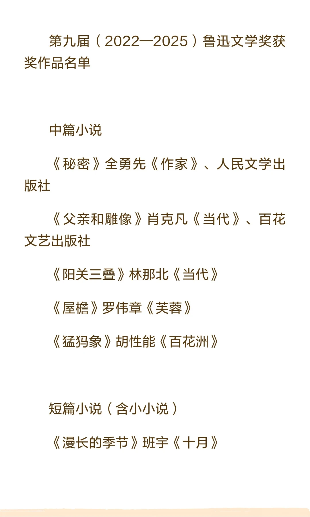 鲁奖之夜8月28日播出:35部获奖作品别急着买,先分清书版和杂志版,再从这3本入门