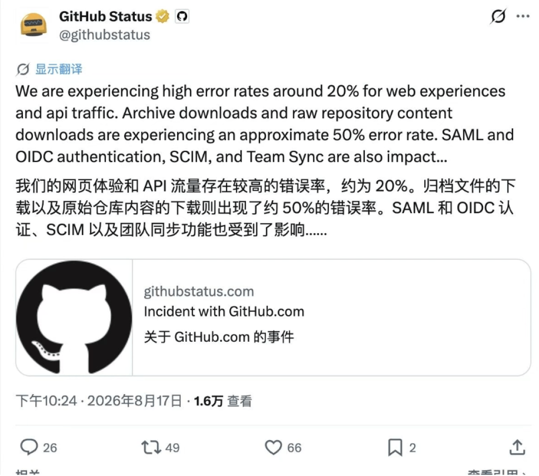 GitHub宕了7小时47分,放大故障的却是你天天用的AI编程工具:Cursor趁机上线Origin,但你现在该做的不是搬家