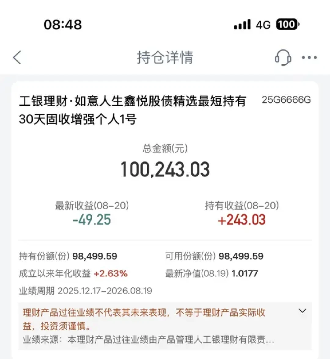 工银理财又绿了:晃你