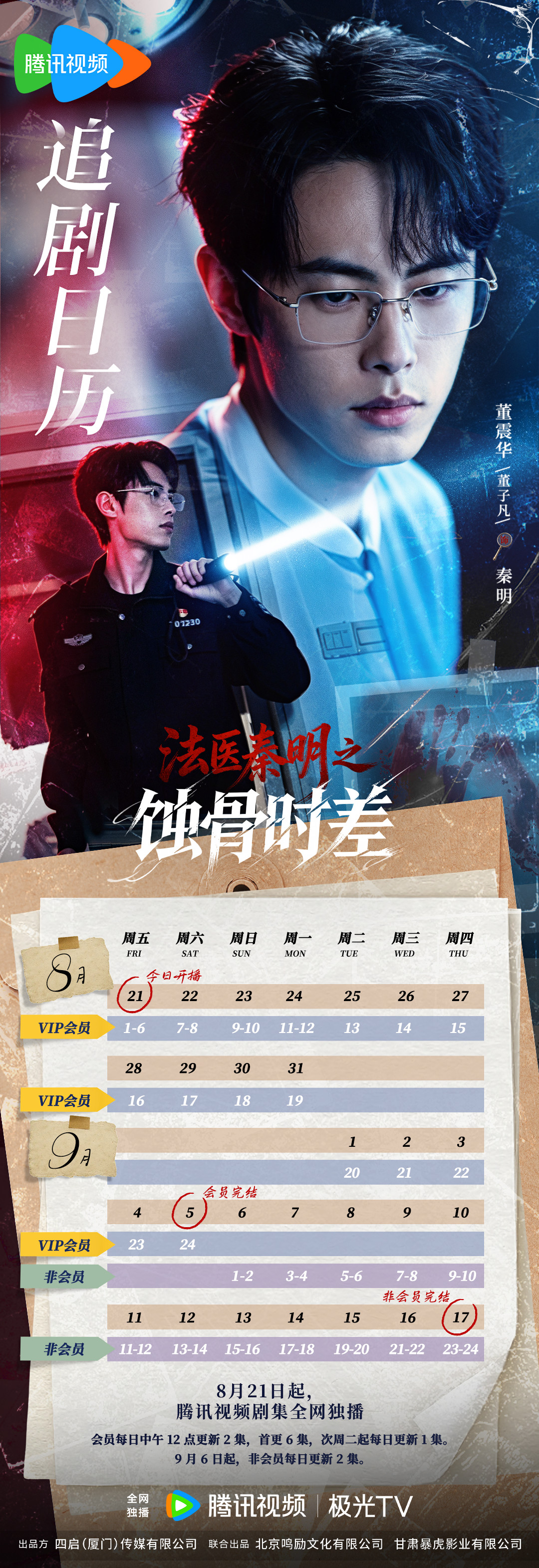 《法医秦明之蚀骨时差》今日开播:24集×16分钟,会员、免费、等口碑三条路线算完账