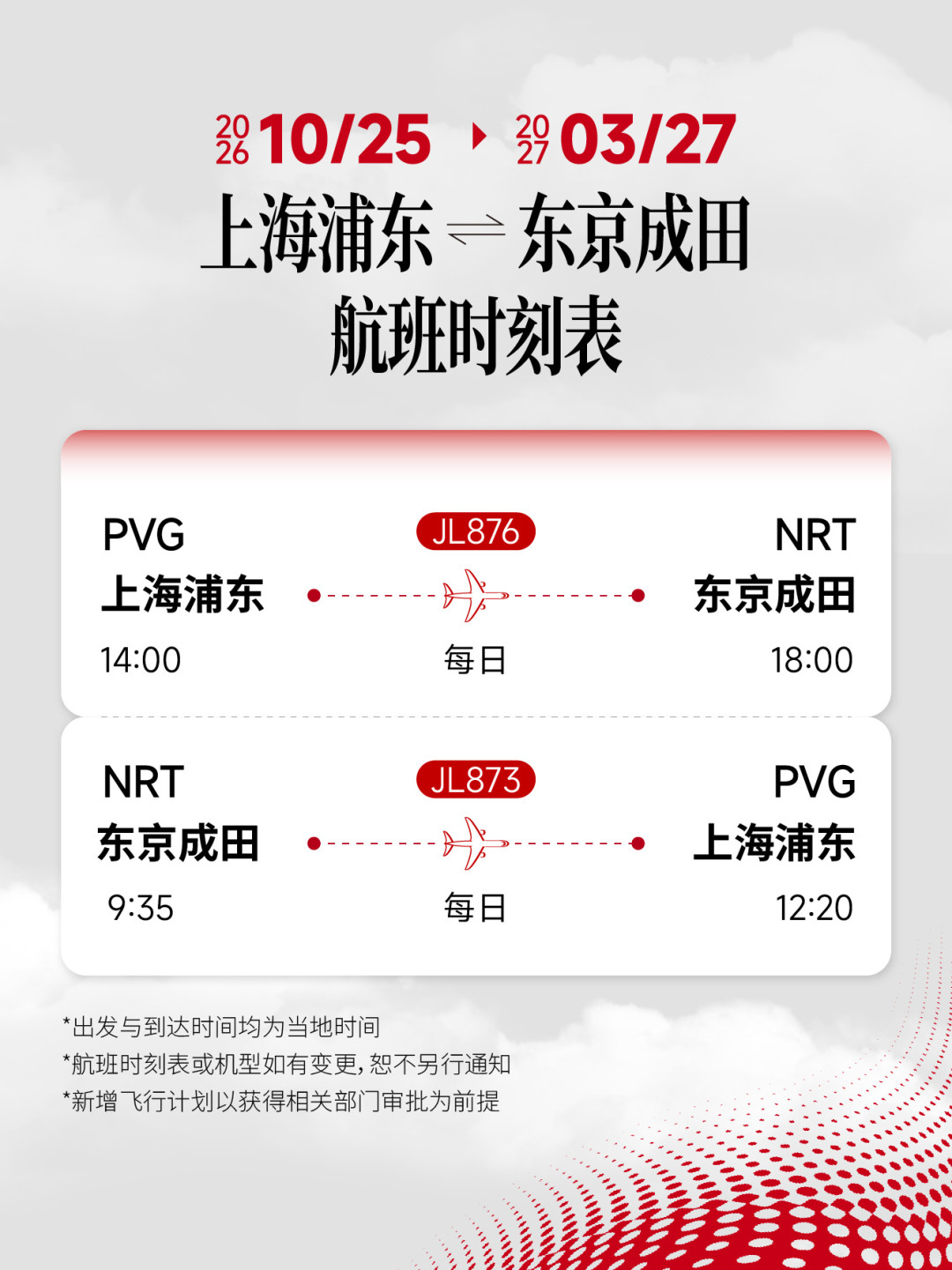 日航复航浦东⇌成田，每日1班：中日砍班是真的，但上海飞东京没被砍断