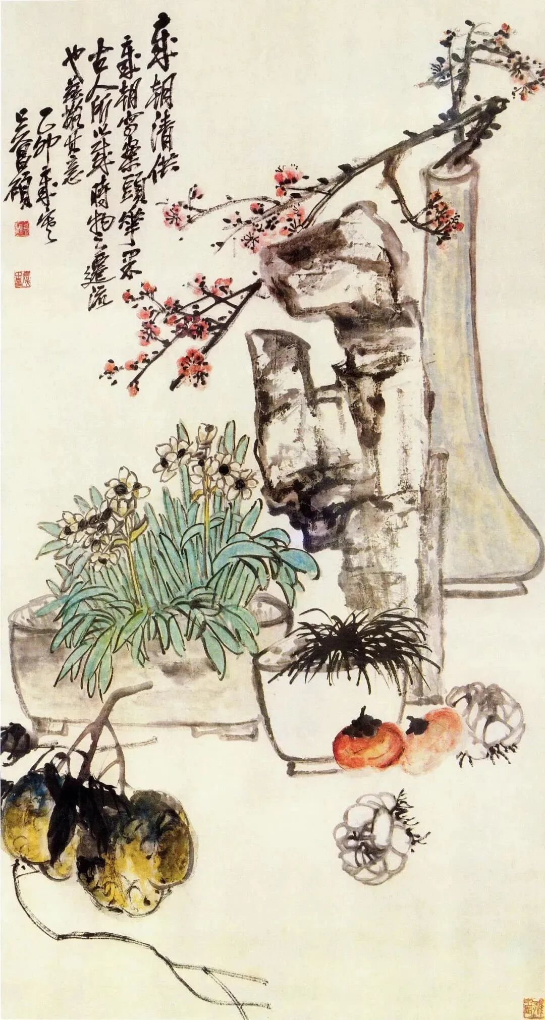 想自己画幅清供图过春节，现在就该动手：一套“吉祥组装表”，三个版本怎么选