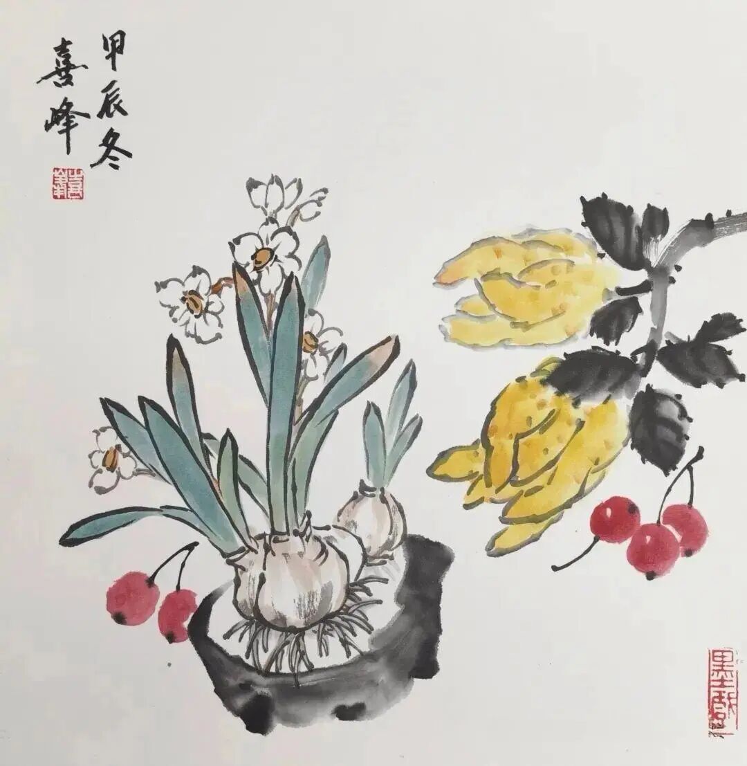 想自己画幅清供图过春节，现在就该动手：一套“吉祥组装表”，三个版本怎么选