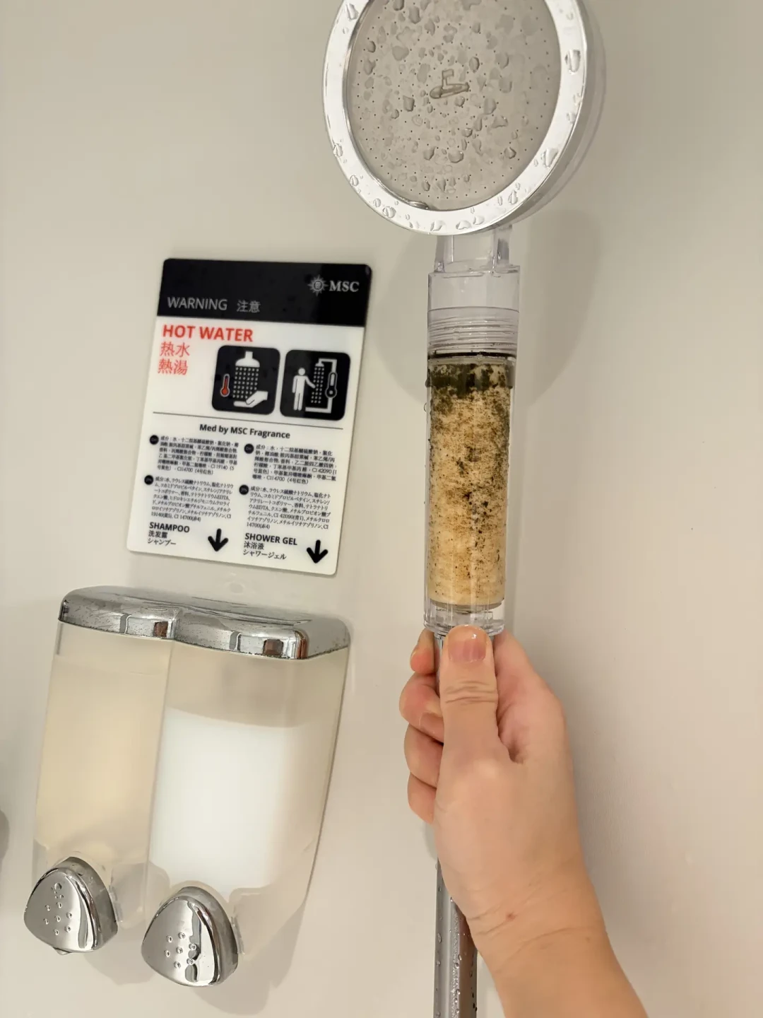 在海上第4天滤芯黄透了:邮轮过滤花洒到底值不值得带?把三条船的“证据”摆在一起看