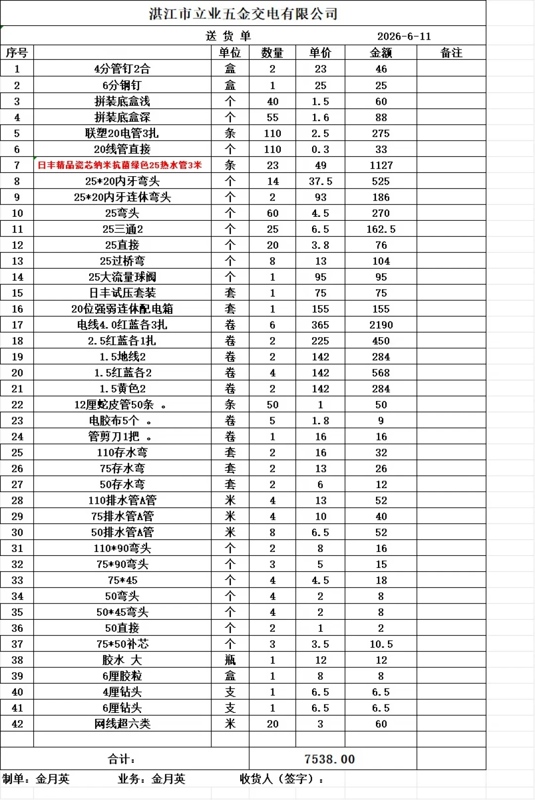 工长说