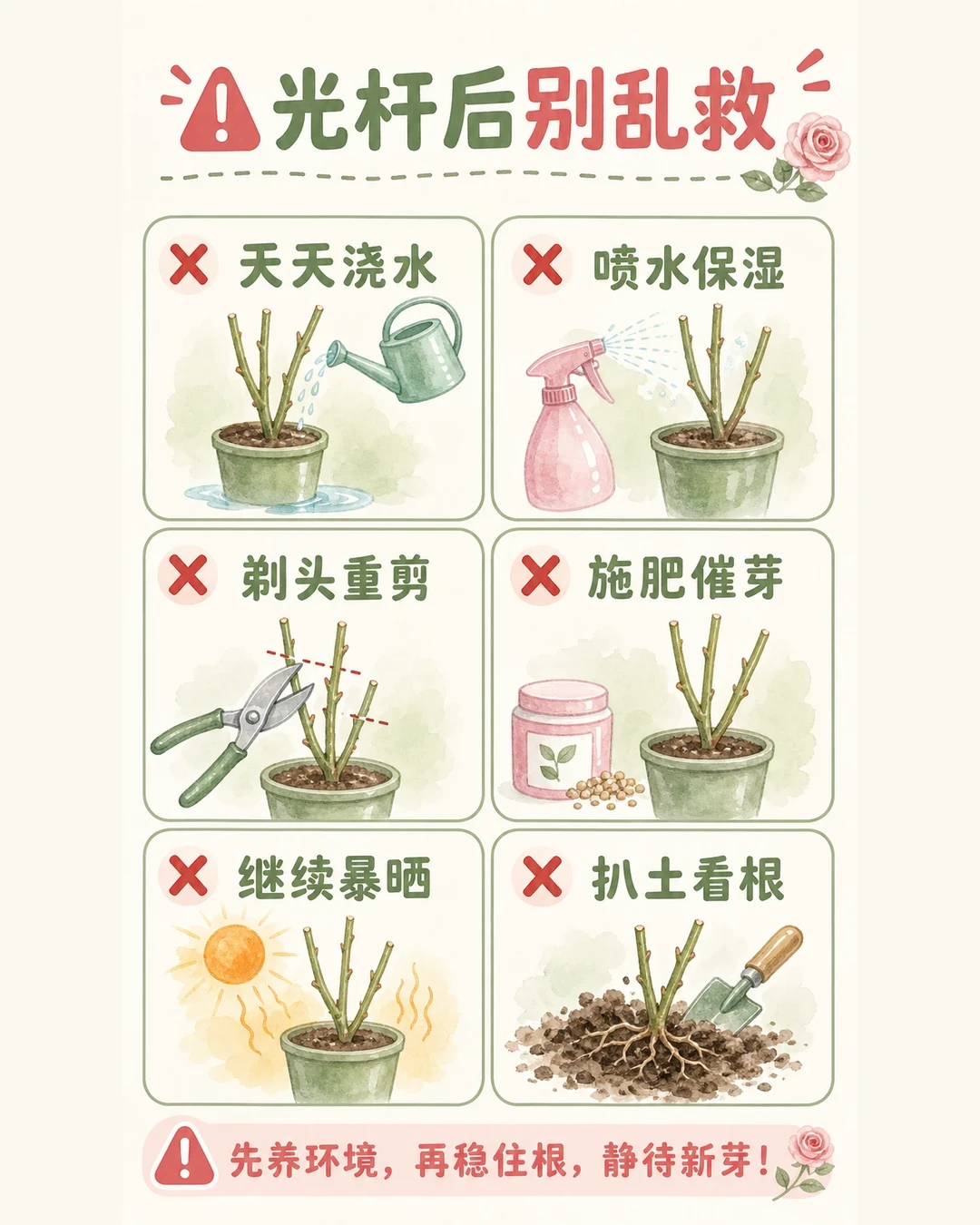 光杆、稀叶、弱苗:刚熬过夏天的月季,别急着跟风秋剪